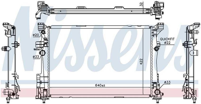 Mercedes Radiator - Front - Nissens 627063